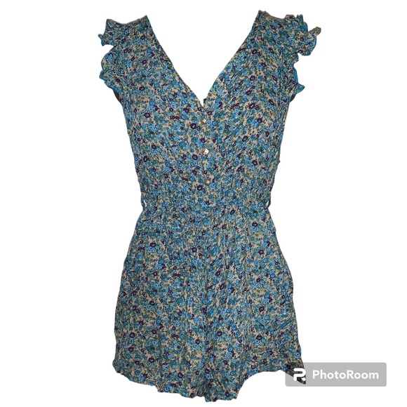 Red Berry Romper Floral Ruffle - Picture 1 of 13